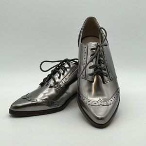 Louise et Cie Gunmetal metallic Leather Wingtip Lace-Up Oxfords size 9